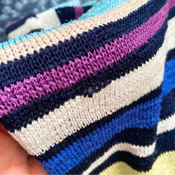 🌈 CANDA BLUE MULTI STRIPE KNIT SHORT SLEEVE SWEATER! - Picture 15 of 16